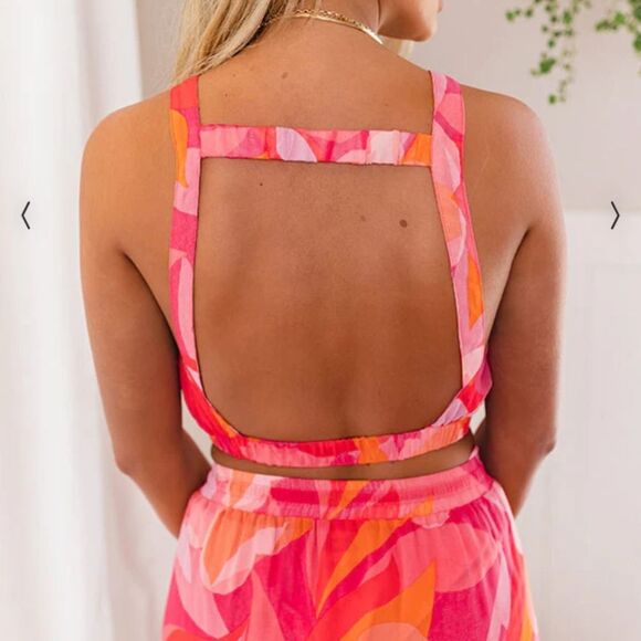 Sky to Moon Hot pink bungalow glow straight neck crop top midi maxi skirt set - Picture 3 of 12